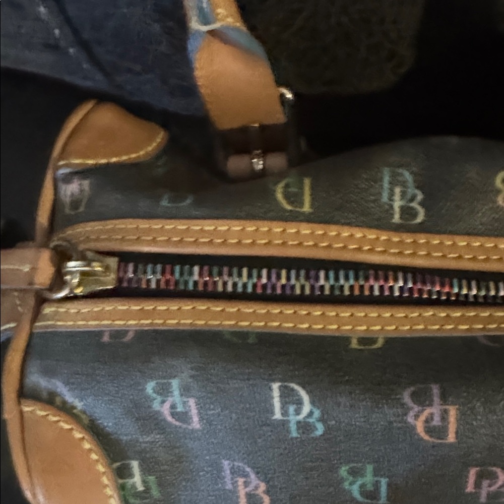 Dooney & Bourke Multicolor Rainbow Monogram Satchel Handbag Purse Handle Scarves - Picture 4 of 13